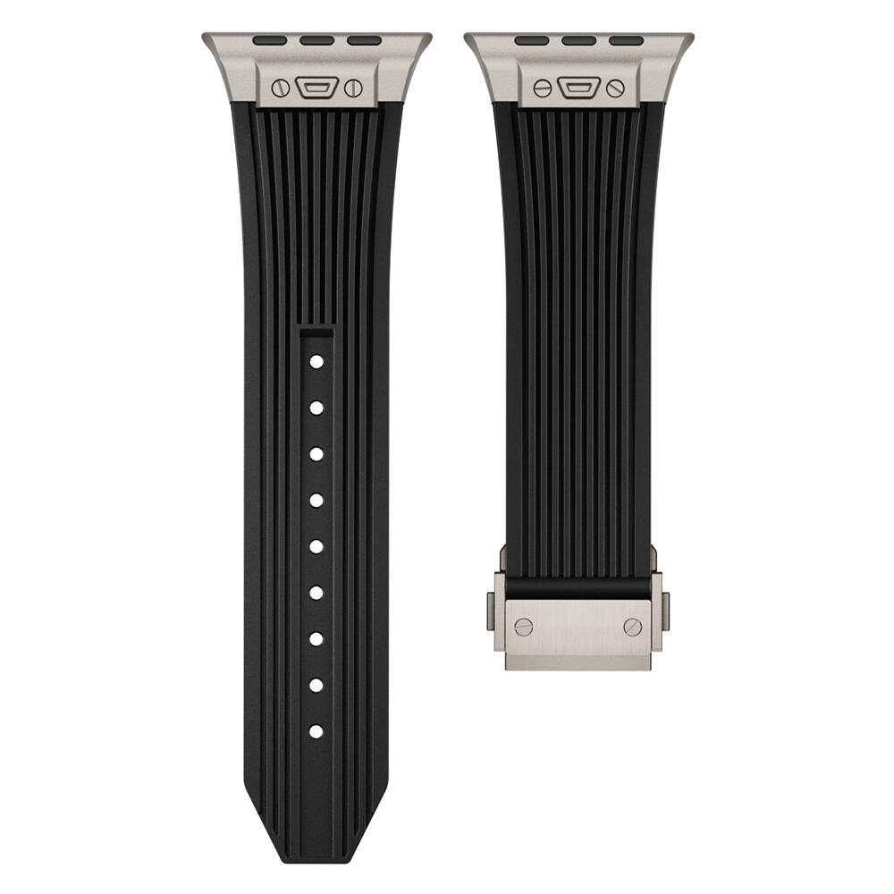Apple Watch Ultra 49mm Zore KRD-113 Spor Görünümlü Silikon Kordon Siyah