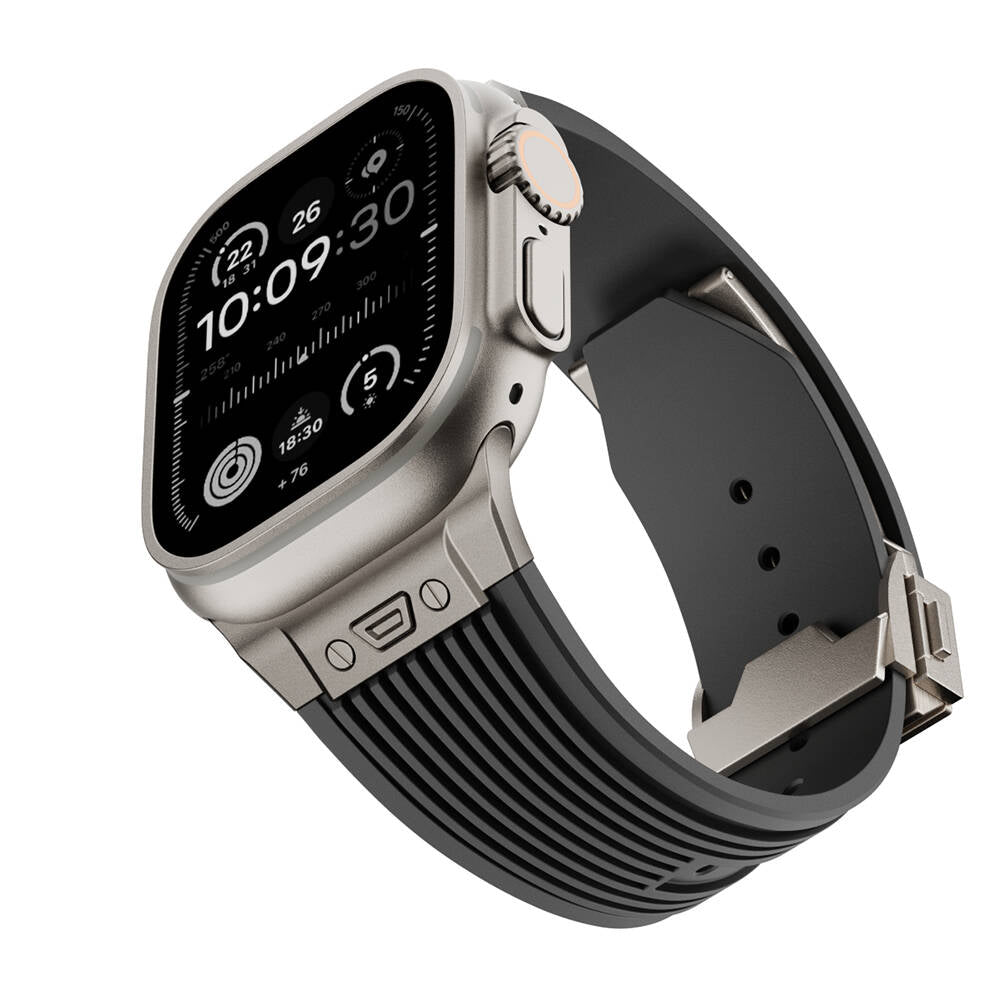 Apple Watch Ultra 49mm Zore KRD-113 Spor Görünümlü Silikon Kordon Siyah