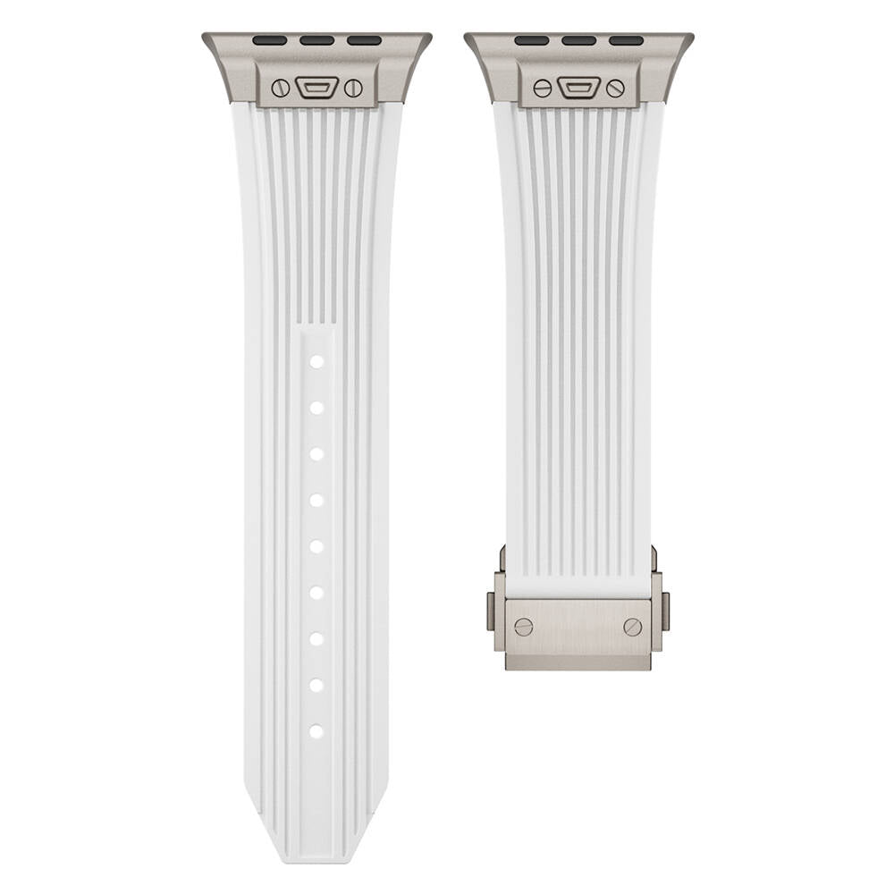 Apple Watch Ultra 49mm Zore KRD-113 Spor Görünümlü Silikon Kordon Starlight