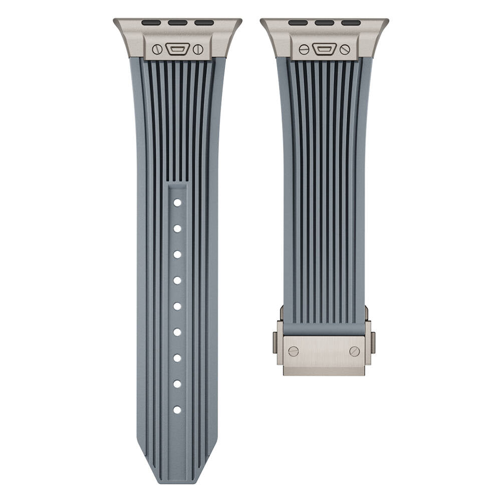 Apple Watch Ultra 49mm Zore KRD-113 Spor Görünümlü Silikon Kordon Starlight