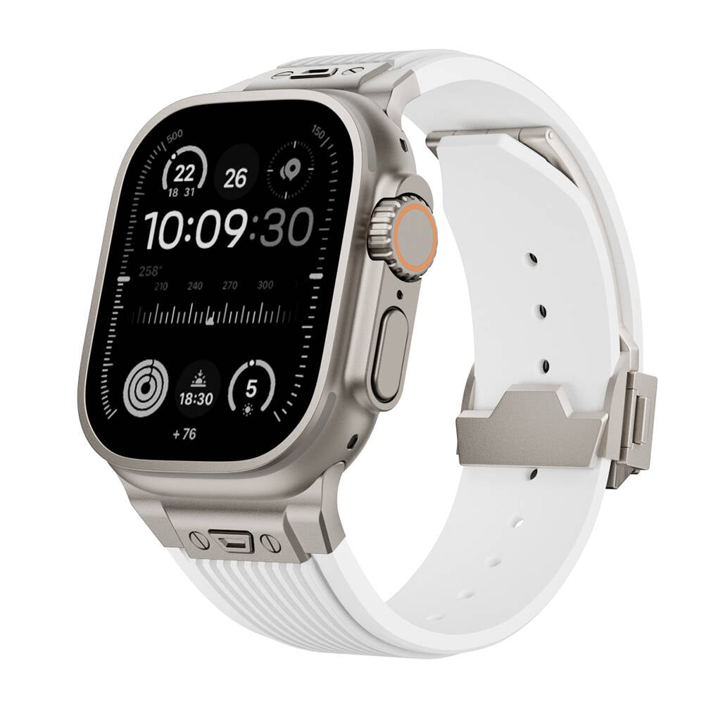 Apple Watch Ultra 49mm Zore KRD-113 Spor Görünümlü Silikon Kordon Siyah