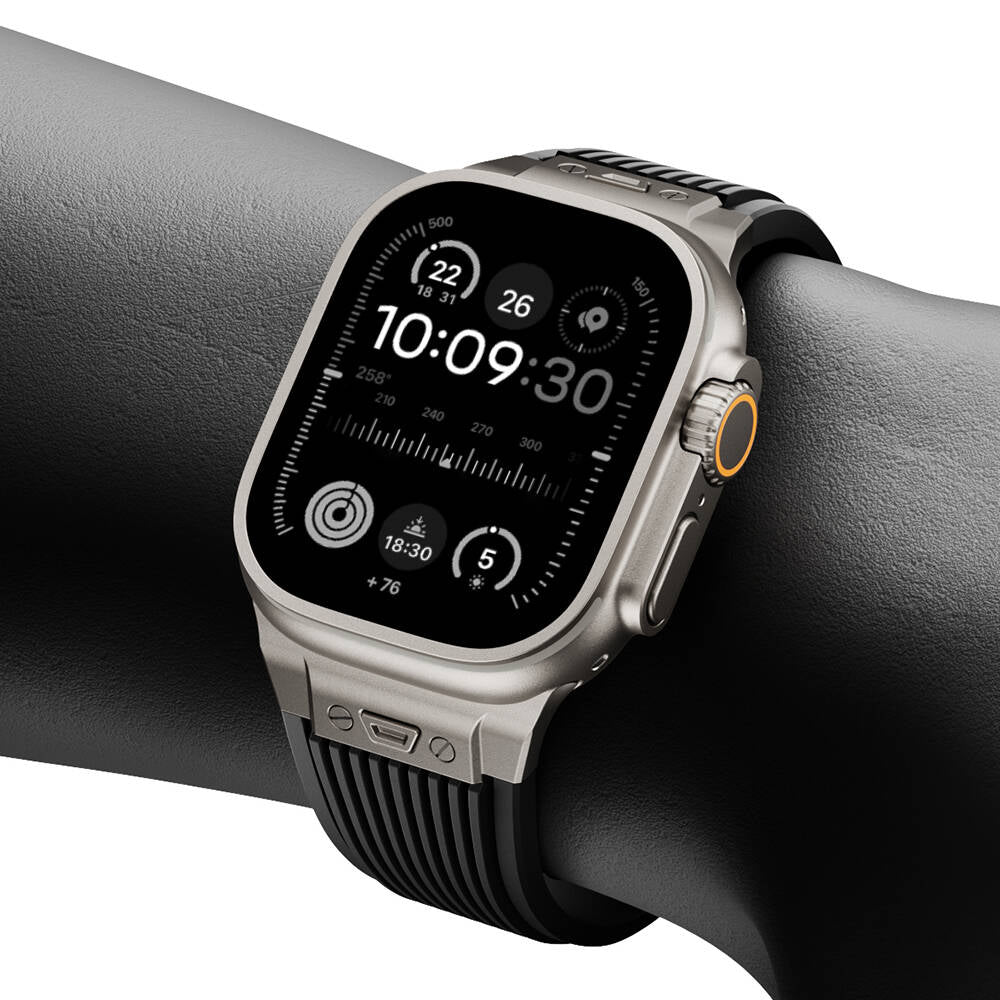 Apple Watch Ultra 49mm Zore KRD-113 Spor Görünümlü Silikon Kordon Siyah