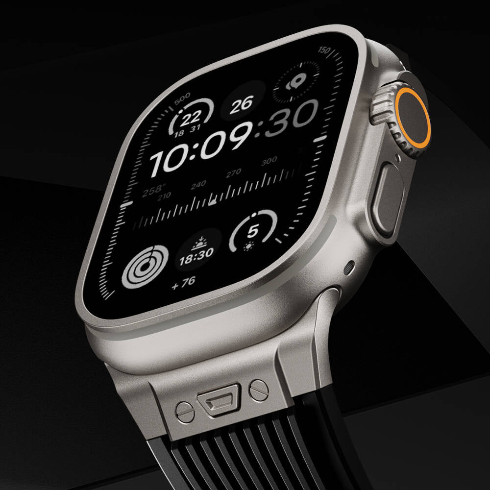 Apple Watch Ultra 49mm Zore KRD-113 Spor Görünümlü Silikon Kordon Siyah