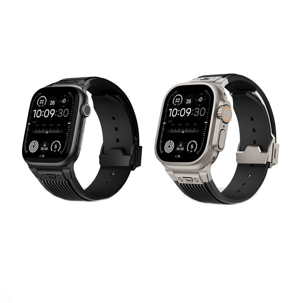 Apple Watch Ultra 49mm Zore KRD-113 Spor Görünümlü Silikon Kordon Siyah