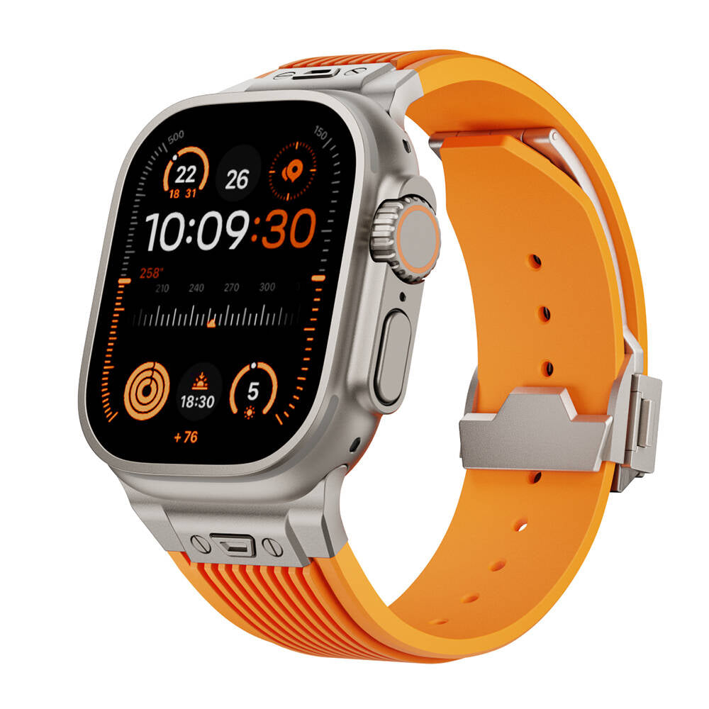 Apple Watch Ultra 49mm Zore KRD-113 Spor Görünümlü Silikon Kordon Siyah