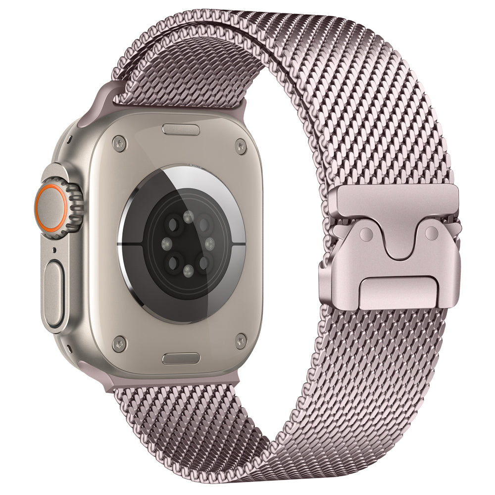 Apple Watch Ultra 49mm Zore KRD-121 Metal Hasır Kordon Pembe