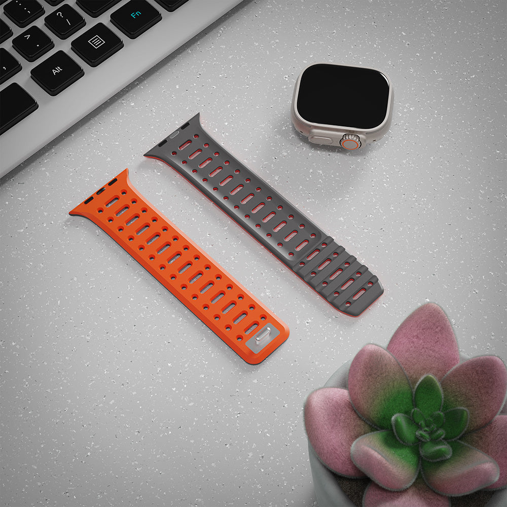 Apple Watch Ultra 49mm Zore KRD-124 Silikon Kordon Strap Kayış Koyu Yeşil-Gri