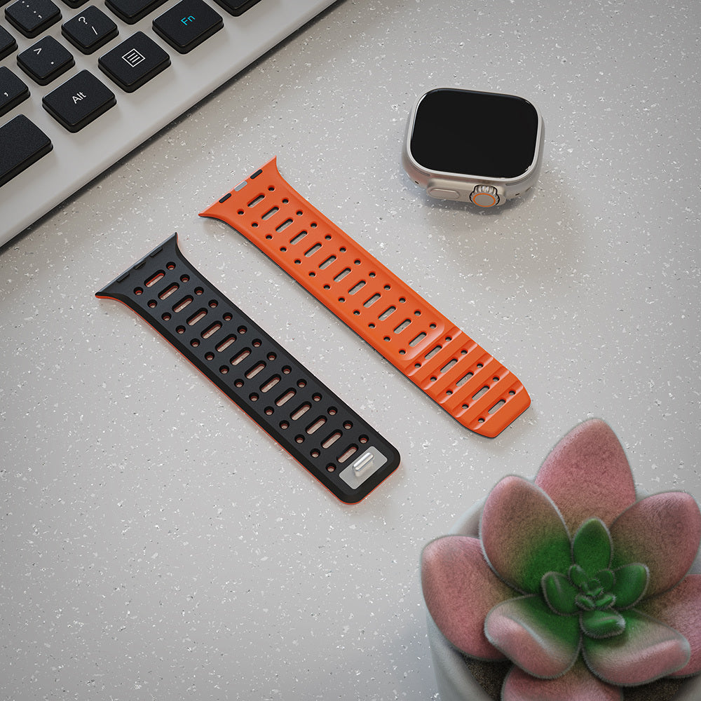 Apple Watch Ultra 49mm Zore KRD-124 Silikon Kordon Strap Kayış Siyah-Gri