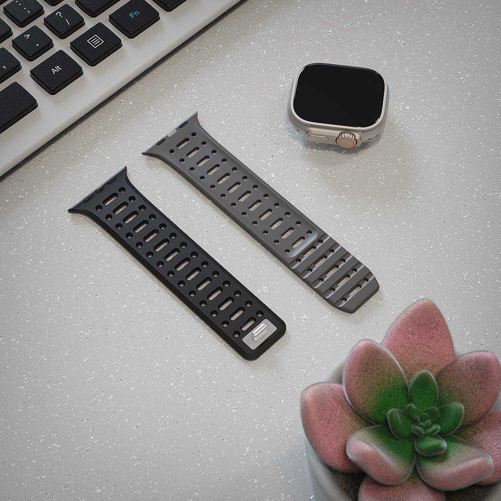 Apple Watch Ultra 49mm Zore KRD-124 Silikon Kordon Strap Kayış Siyah-Turuncu
