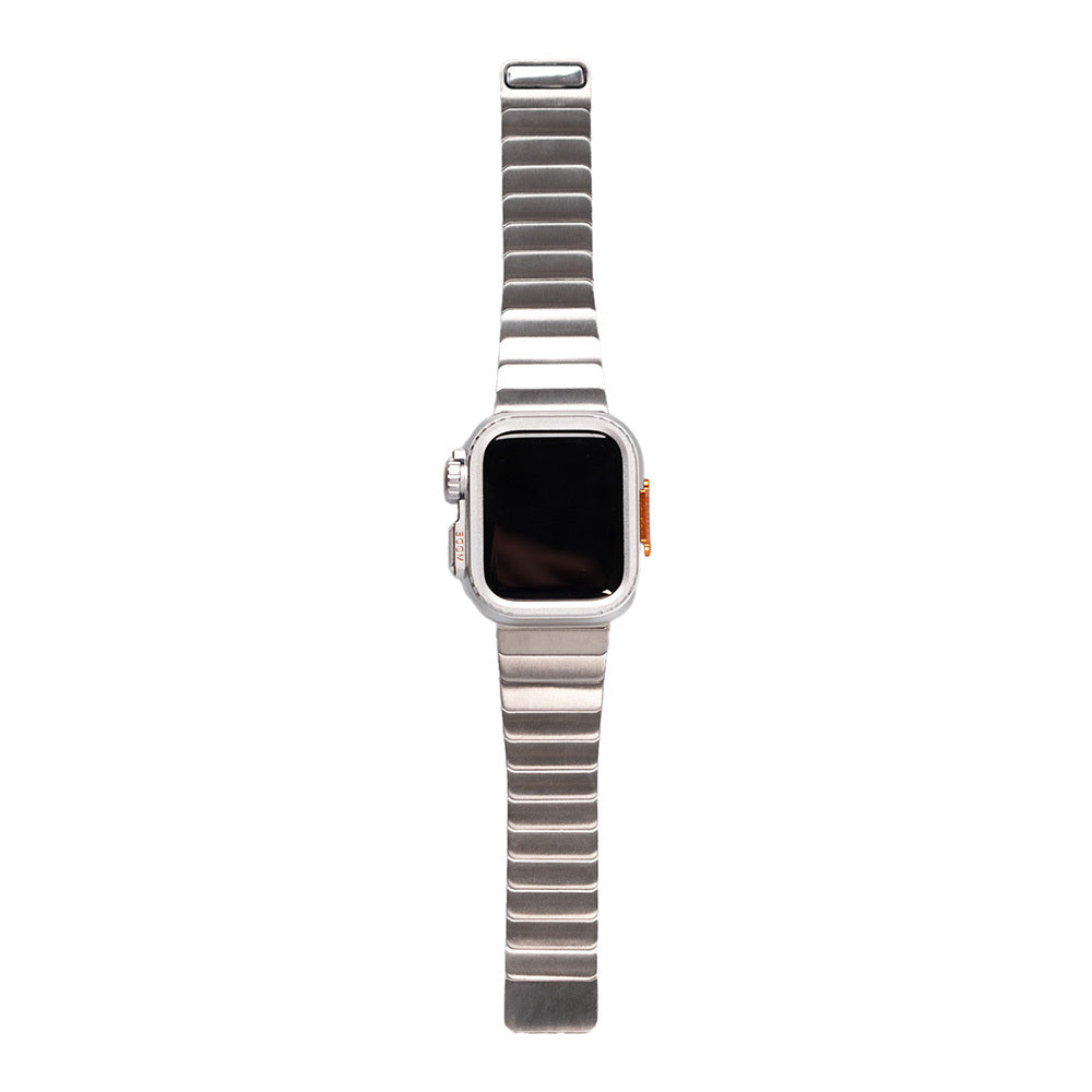 Apple Watch Ultra 49mm Zore KRD-126 Sert Kasa Koruyuculu Metal Kordon Starlight