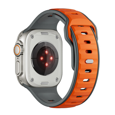 Apple Watch Ultra 49mm Zore KRD-135 Silikon Kordon Strap Kayış Gri-Turuncu