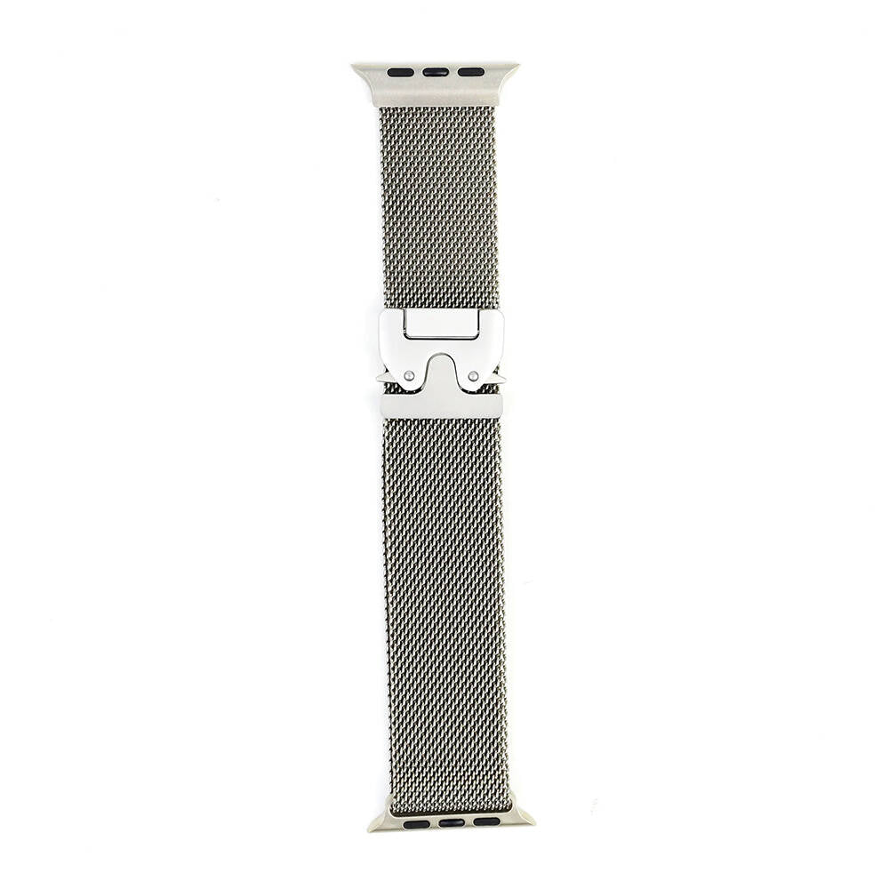 Apple Watch Ultra 49mm Zore KRD-25 Metal Hasır Kordon Gümüş