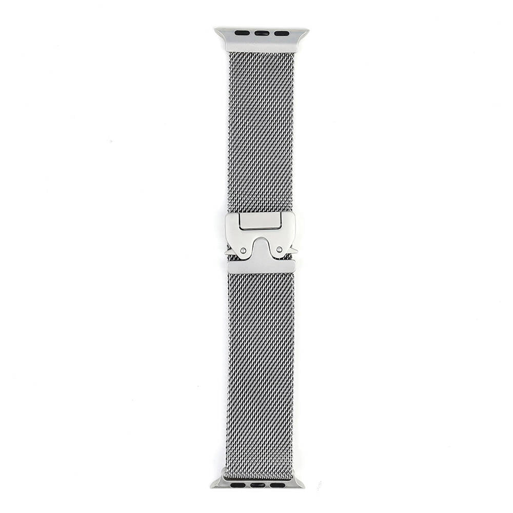 Apple Watch Ultra 49mm Zore KRD-25 Metal Hasır Kordon Gümüş