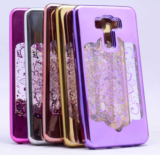 Asus Zenfone 3 Laser ZC551KL Kılıf Zore Lazer Çiçekli Sıvılı Silikon Gold