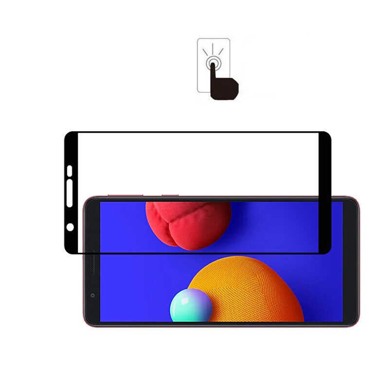 Galaxy A01 Core Zore Kenarları Kırılmaya Dayanıklı Cam Ekran Koruyucu Siyah