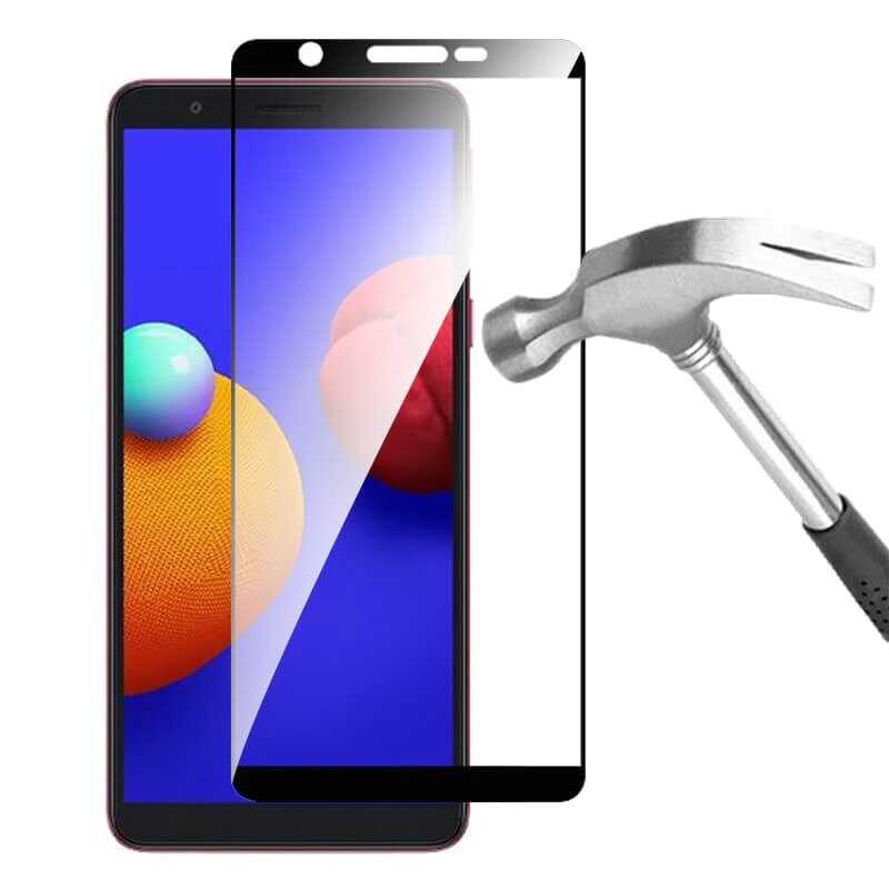 Galaxy A01 Core Zore Kenarları Kırılmaya Dayanıklı Cam Ekran Koruyucu Siyah