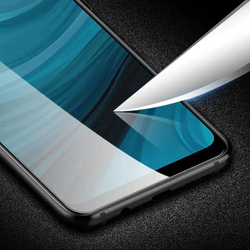 Galaxy A01 Core Zore Kenarları Kırılmaya Dayanıklı Cam Ekran Koruyucu Siyah