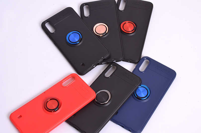 Galaxy A01 Kılıf Zore Ravel Silikon Kapak Siyah-Rose Gold