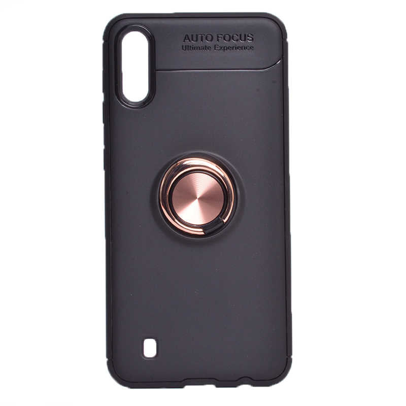 Galaxy A01 Kılıf Zore Ravel Silikon Kapak Siyah-Rose Gold