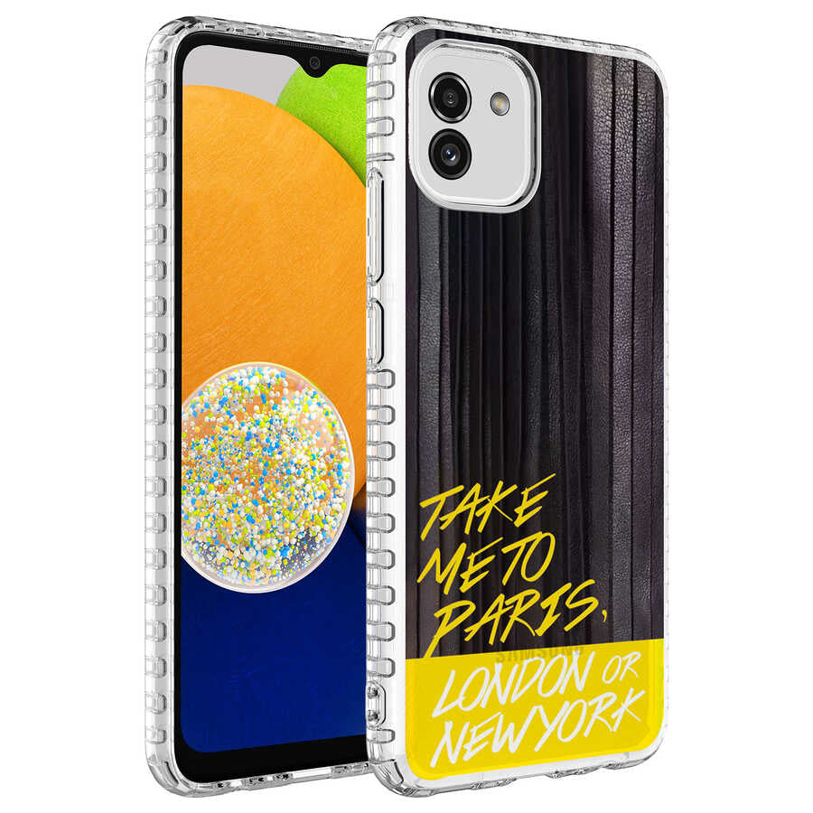 Galaxy A03 Kılıf Airbag Kenarlı Renkli Desenli Silikon Zore Elegans Kapak NO3