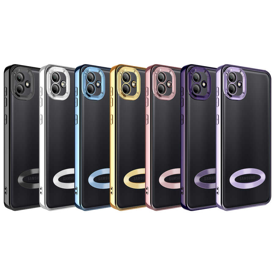 Galaxy A03 Kılıf Kamera Korumalı Logo Gösteren Zore Omega Kapak Gümüş