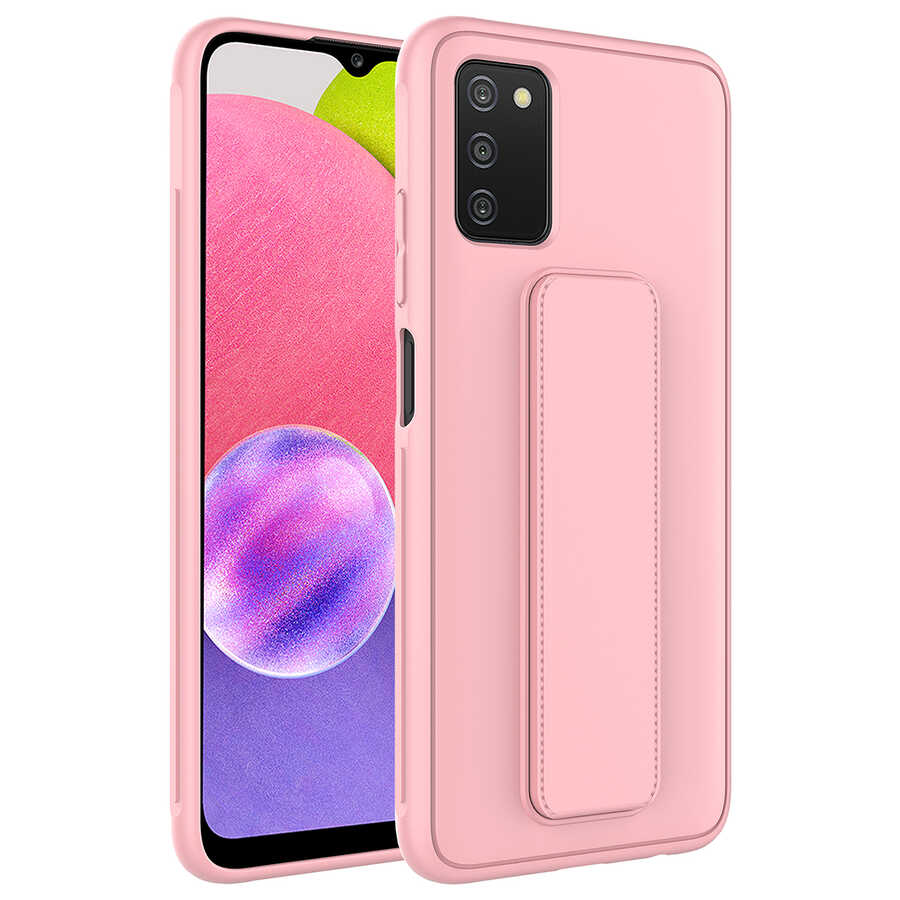Galaxy A03S Kılıf Zore Qstand Kapak Pembe
