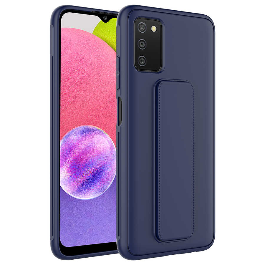 Galaxy A03S Kılıf Zore Qstand Kapak Lacivert