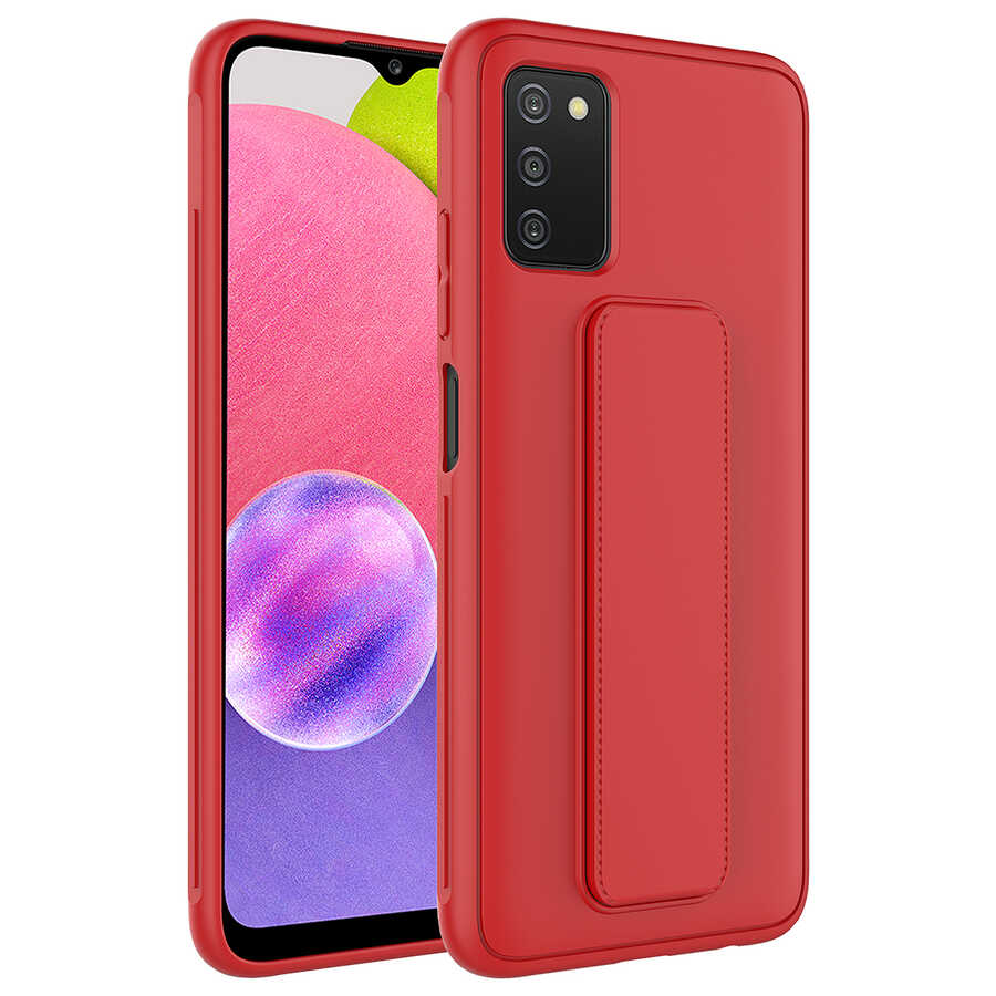 Galaxy A03S Kılıf Zore Qstand Kapak Kırmızı