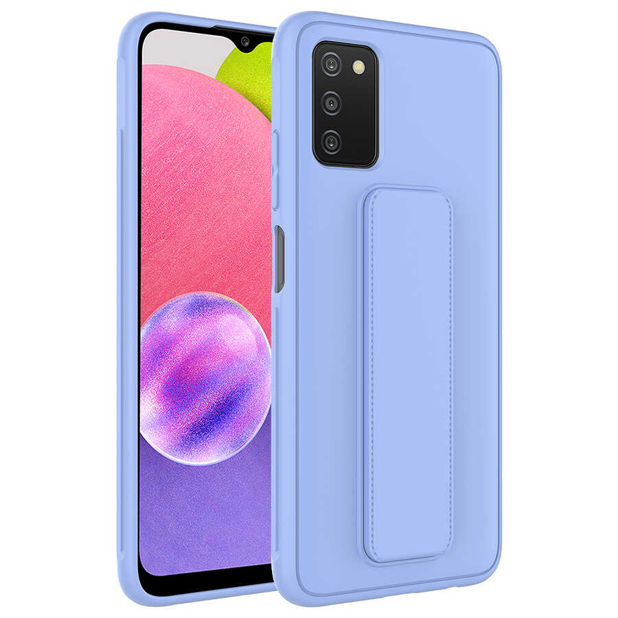 Galaxy A03S Kılıf Zore Qstand Kapak Lila