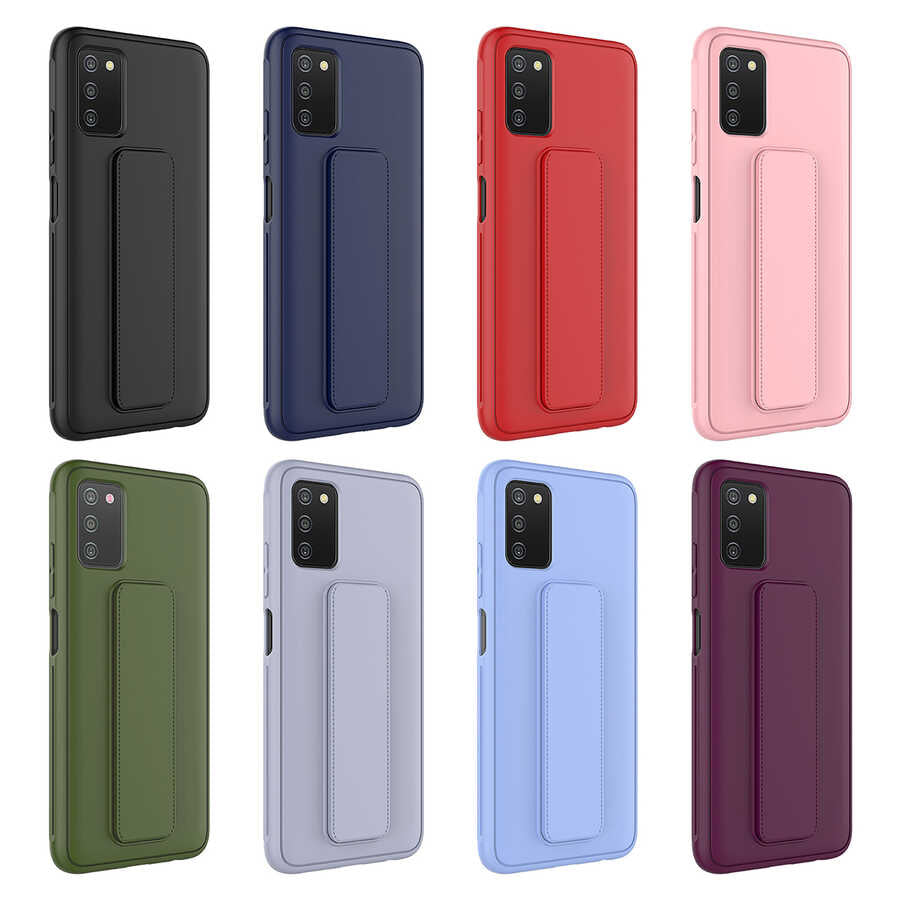 Galaxy A03S Kılıf Zore Qstand Kapak Mürdüm