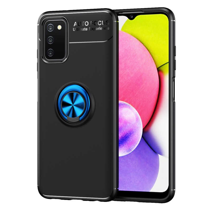 Galaxy A03s Kılıf Zore Ravel Silikon Kapak Siyah-Mavi