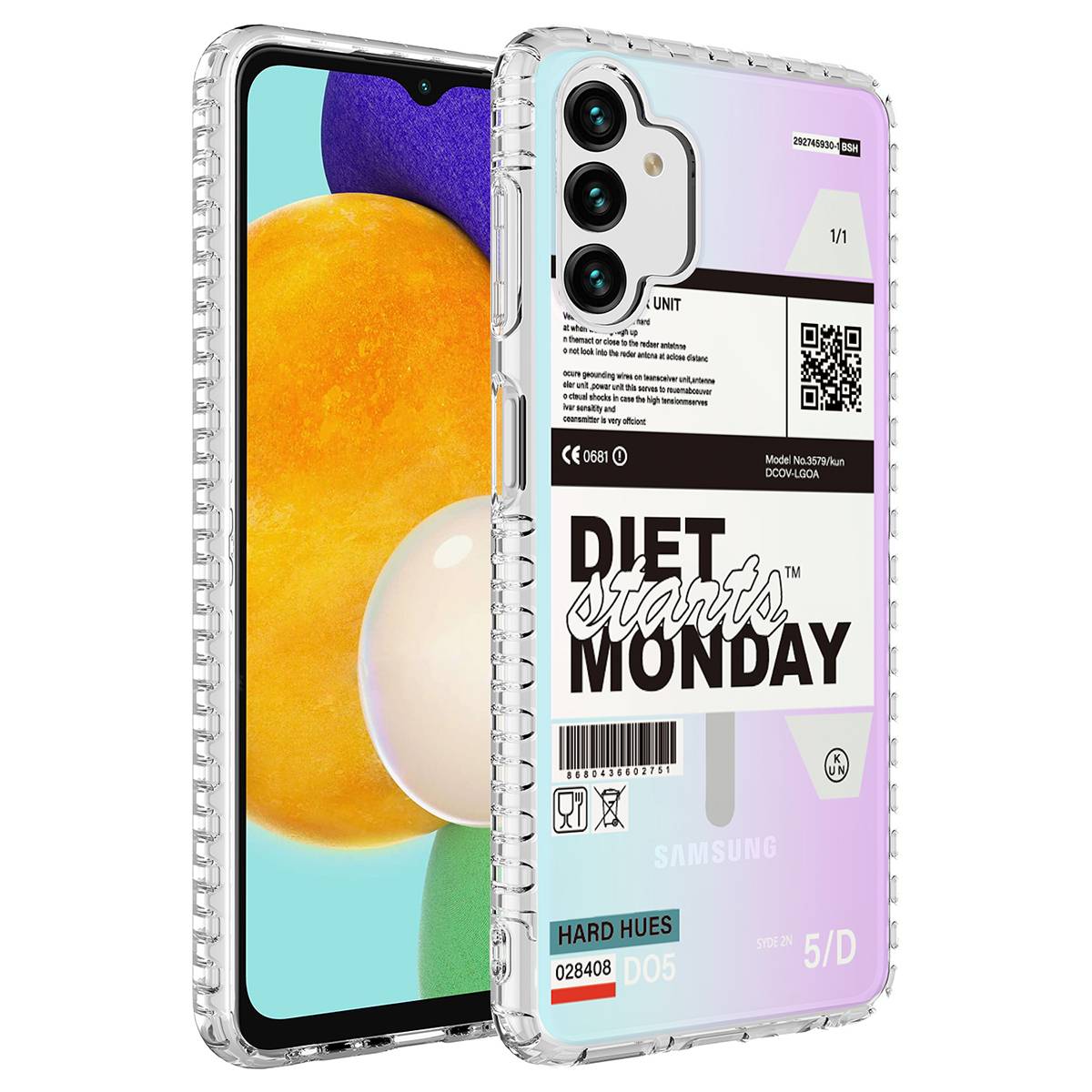 Galaxy A04S Kılıf Airbag Kenarlı Renkli Desenli Silikon Zore Elegans Kapak NO5