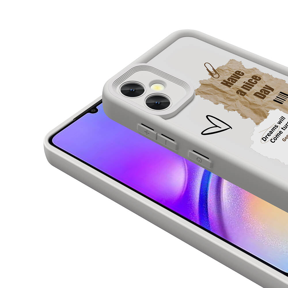 Galaxy A05 Kılıf Kamera Korumalı Baskılı Arka Yüzey Zore Klas Kapak Beyaz