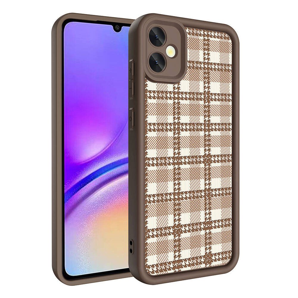 Galaxy A05 Kılıf Kamera Korumalı Baskılı Arka Yüzey Zore Klas Kapak Açık Kahve
