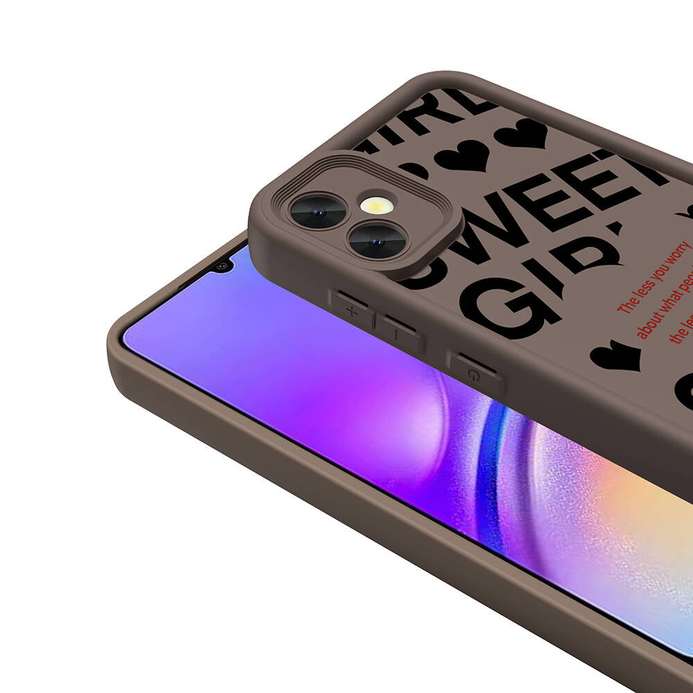 Galaxy A05 Kılıf Kamera Korumalı Baskılı Arka Yüzey Zore Klas Kapak Koyu Kahve