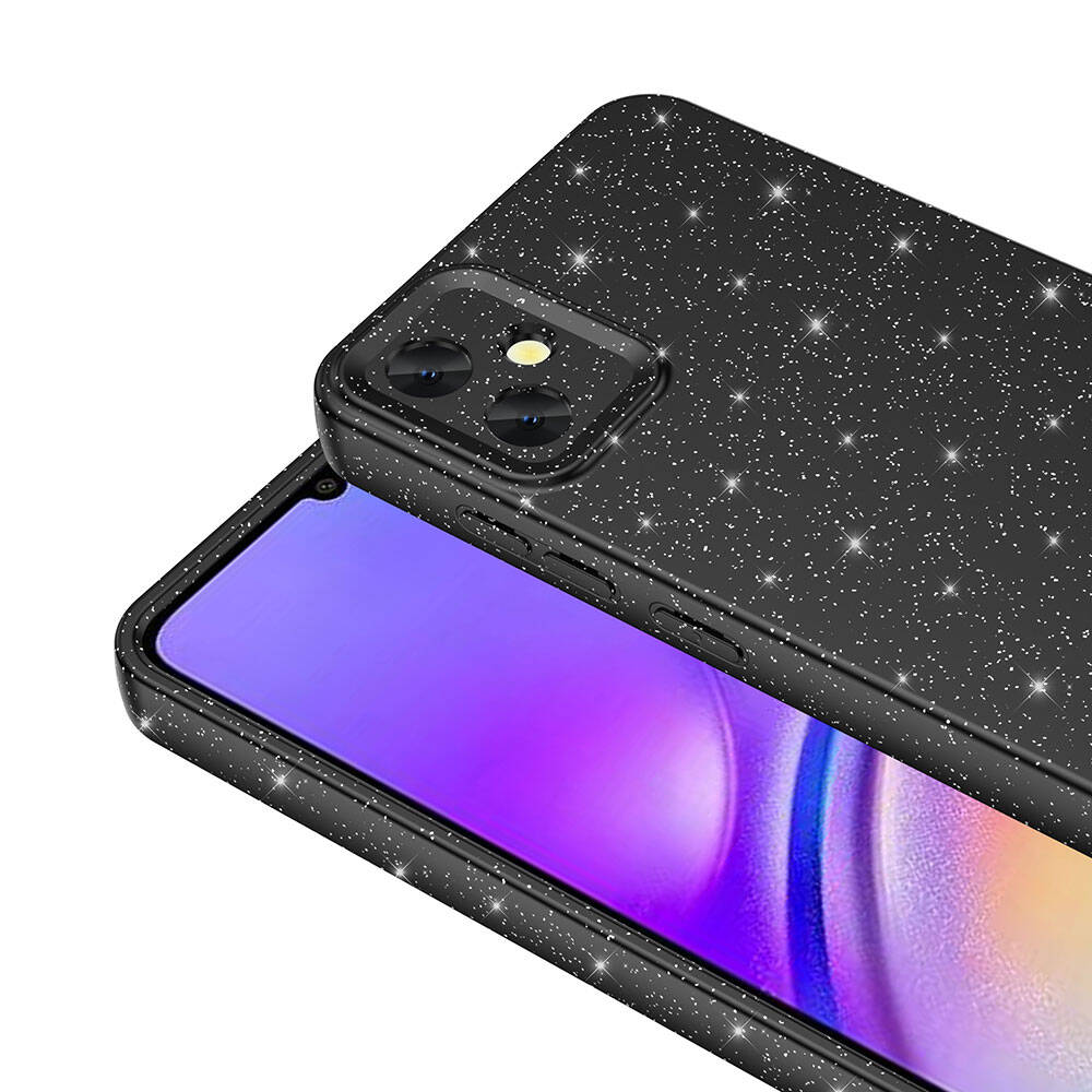 Galaxy A05 Kılıf Kamera Korumalı Simli Lüks Zore Koton Kapak Gümüş