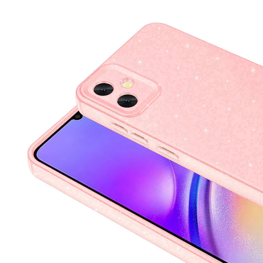 Galaxy A05 Kılıf Kamera Korumalı Simli Lüks Zore Koton Kapak Lila