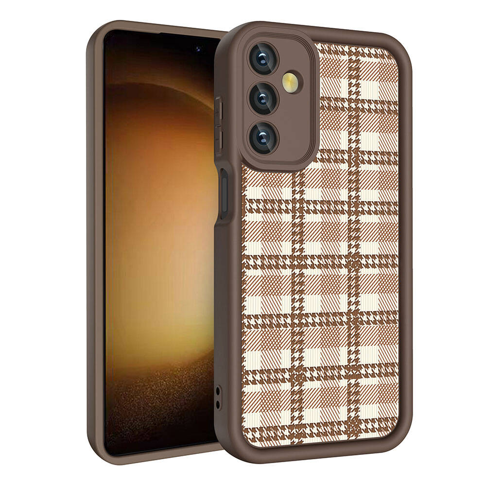 Galaxy A05S Kılıf Kamera Korumalı Baskılı Arka Yüzey Zore Klas Kapak Koyu Kahve