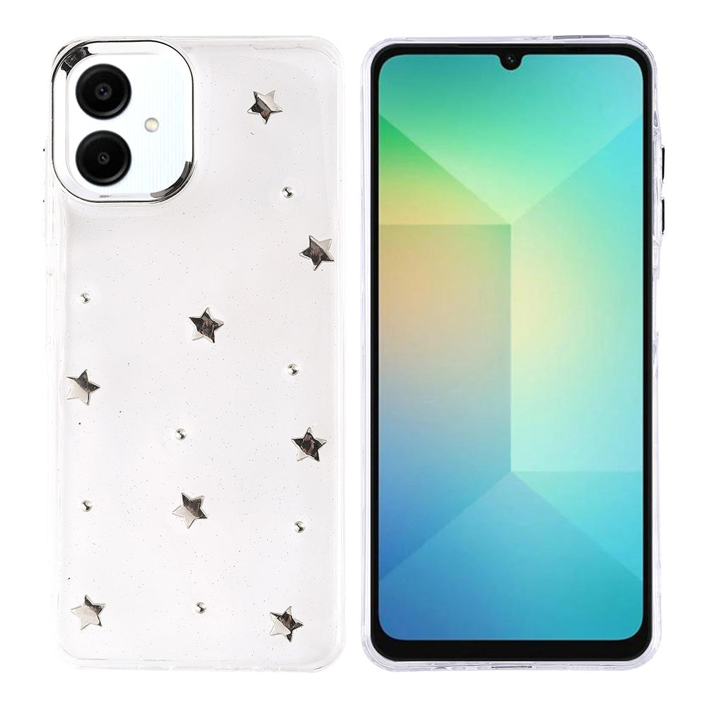 Galaxy A06 Kılıf Airbag Tasarımlı Simli Şeffaf Zore Kutup Kapak Yıldız