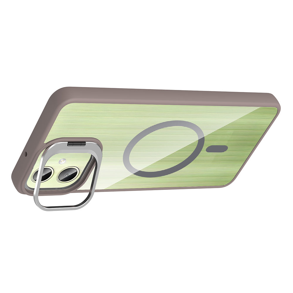 Galaxy A06 Kılıf Standlı ve Kamera Lens Hediyeli M-Safe Şarj Özellikli Zore Etro Kapak Siyah