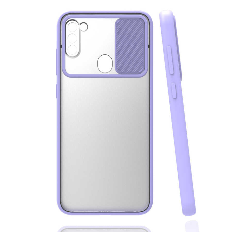 Galaxy A11 Kılıf Zore Lensi Kapak Lila