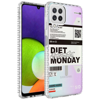 Galaxy A12 Kılıf Airbag Kenarlı Renkli Desenli Silikon Zore Elegans Kapak NO5