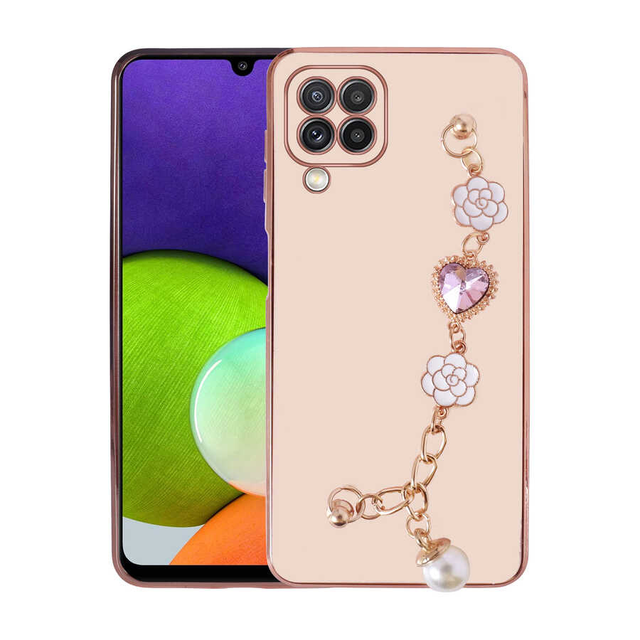 Galaxy A12 Kılıf El Tutamaçlı Kamera Korumalı Zore Taka Silikon Kapak Pembe