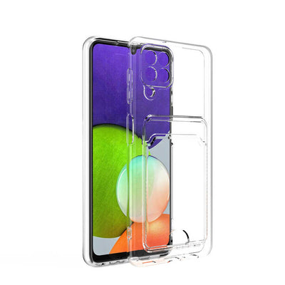 Galaxy A12 Kılıf Kartlıklı Şeffaf Zore Setra Clear Silikon Kapak