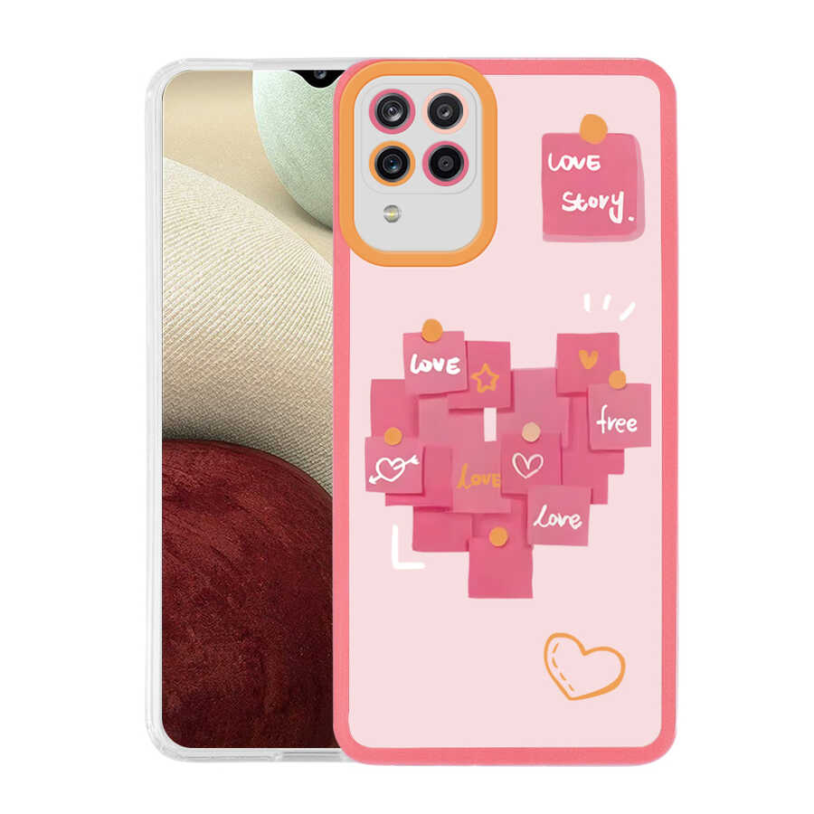 Galaxy A12 Kılıf Zore M-Fit Desenli Kapak Love Story No2