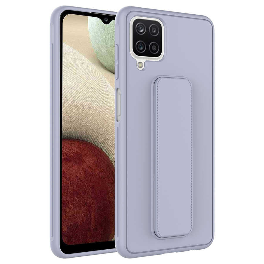 Galaxy A12 Kılıf Zore Qstand Kapak Mürdüm