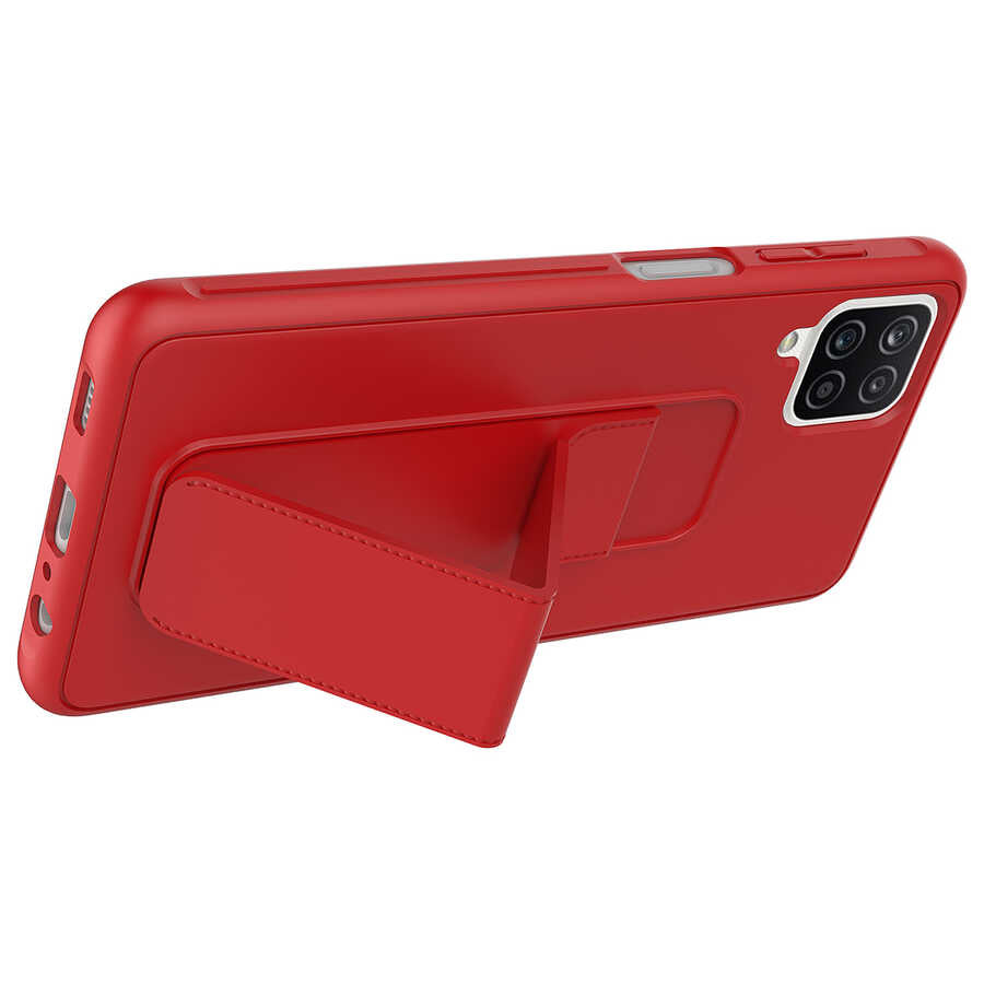 Galaxy A12 Kılıf Zore Qstand Kapak Mürdüm