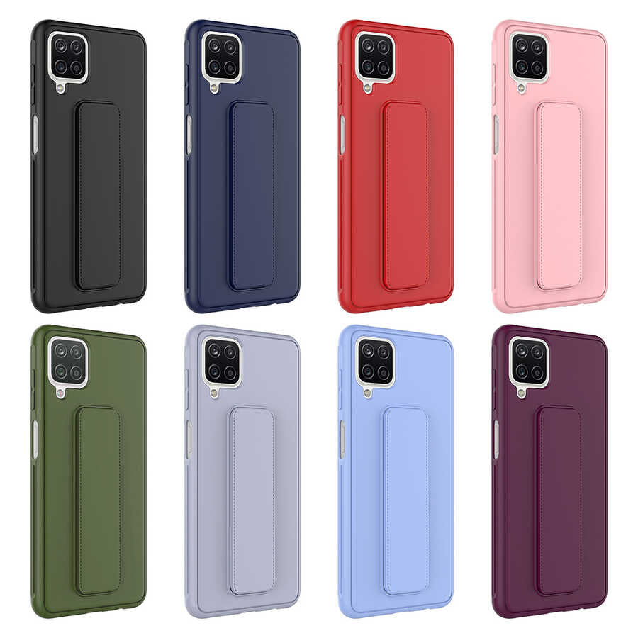 Galaxy A12 Kılıf Zore Qstand Kapak Koyu Yeşil