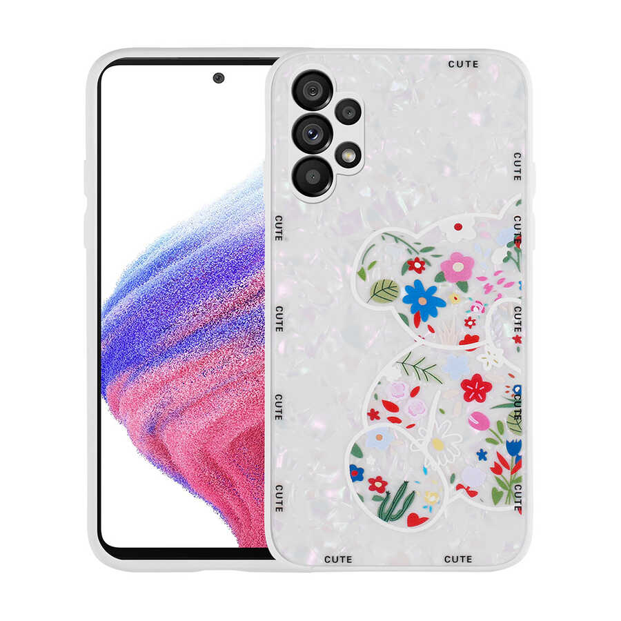 Galaxy A13 4G Kılıf Desenli Sert Silikon Zore Mumila Kapak Pink Flower