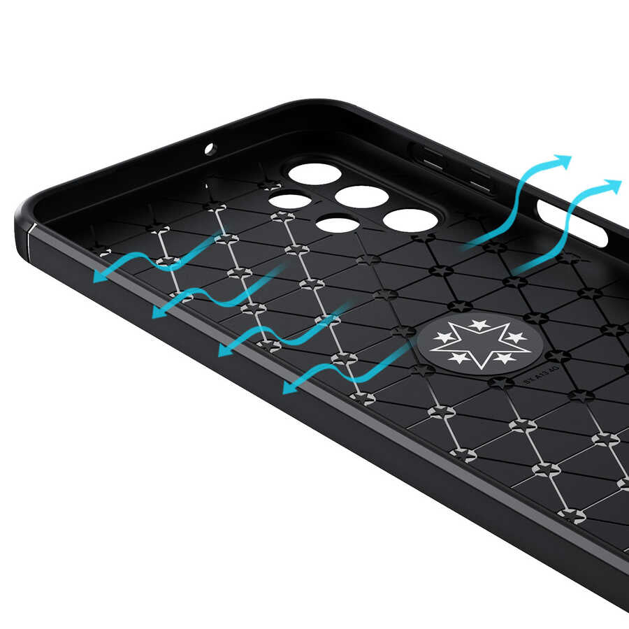 Galaxy A13 4G Kılıf Zore Ravel Silikon Kapak Siyah-Mavi